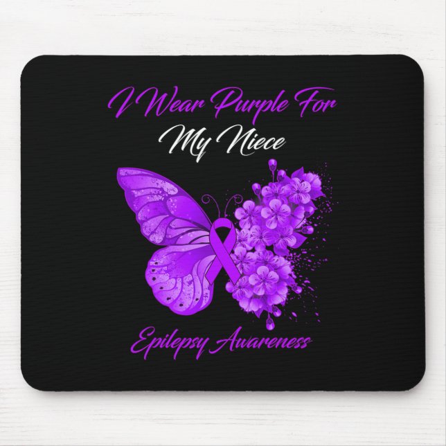 Tapis De Souris Papillon Je Porte Violet Pour Ma Nièce Epilepsie A (Devant)