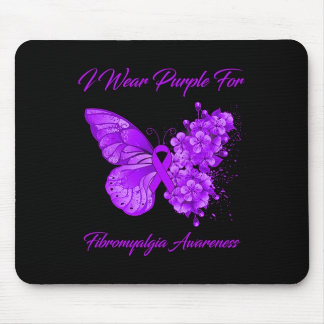 Tapis De Souris Papillon Je Porte Violet Pour Sensibiliser À La Fi (Devant)