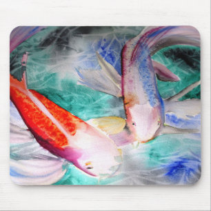 Tapis De Souris Papillon Koi aquarelle japonais Poisson Art