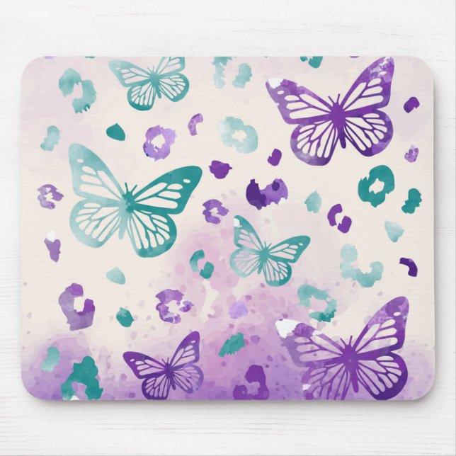 Tapis De Souris Papillon léopard blanc pourpre (Devant)