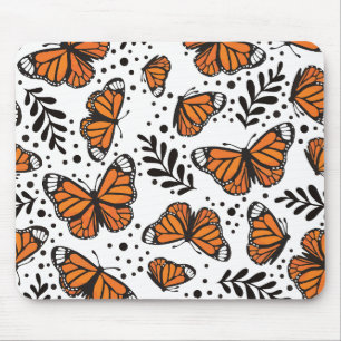 Tapis De Souris Papillon Monarch Dessiné à la Main Motif Sans Cout