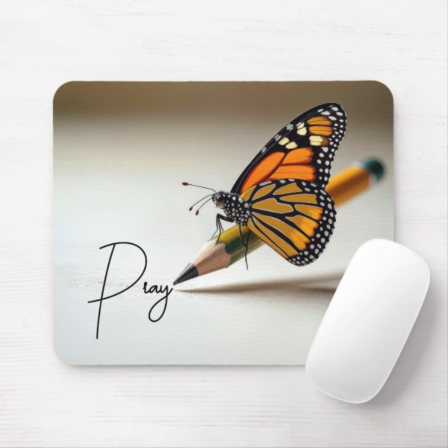 Tapis De Souris Papillon Monarque Sur Crayon Avec Texte (Avec souris)
