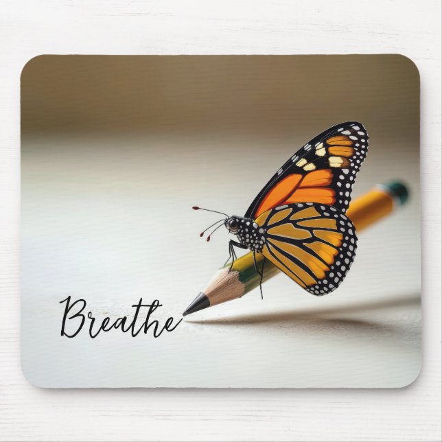 Tapis De Souris Papillon Monarque Sur Crayon Avec Texte (Devant)