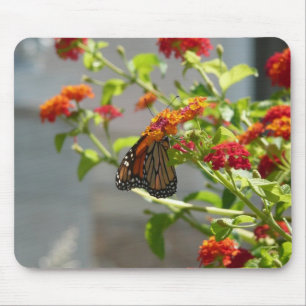Tapis De Souris Papillon Monarque sur un Buddleia Rouge