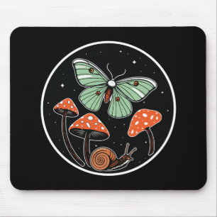 Tapis De Souris Papillon Mystique avec Champignons et Escargot
