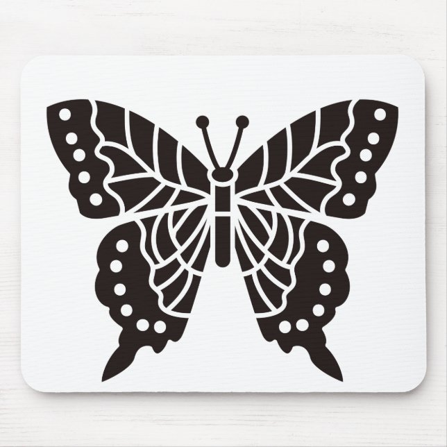 Tapis De Souris Papillon noir et blanc (Devant)