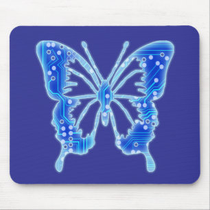 Tapis De Souris Papillon numérique bleu, personnaliser arrière - p