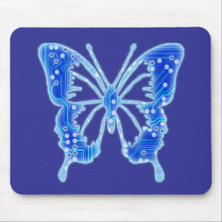 Tapis De Souris Papillon numérique bleu, personnaliser arrière - p