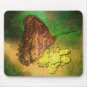 Tapis De Souris Papillon peint sur la tige de fleur