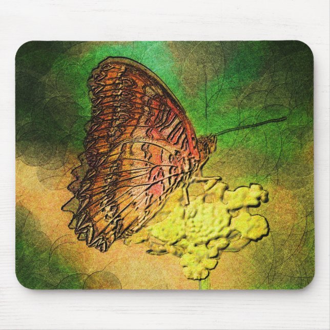 Tapis De Souris Papillon peint sur la tige de fleur (Devant)