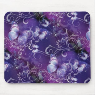 Tapis De Souris Papillon, remous floraux sur Mousepad pourpre