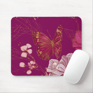Tapis de souris Papillon Rose