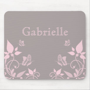 Tapis De Souris Papillon rose Mousepad floral