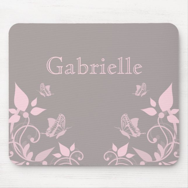 Tapis De Souris Papillon rose Mousepad floral (Devant)