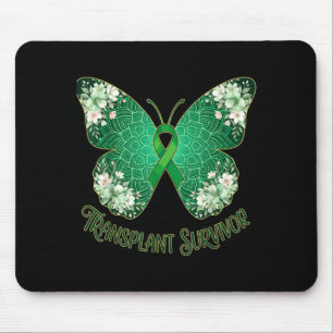 Tapis De Souris Papillon ruban vert mandala survivant de transplan