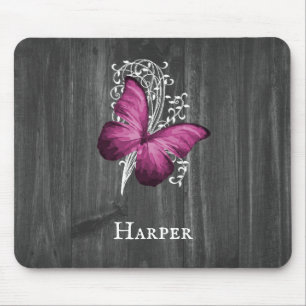 Tapis De Souris Papillon rustique Magenta Pad personnalisé