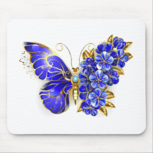 Tapis De Souris Papillon Saphir Fleur