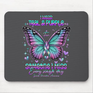Tapis De Souris Papillon sarcelle et violet de prévention du suici