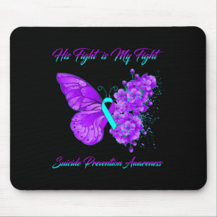 Tapis De Souris Papillon Son combat est ma lutte contre le suicide