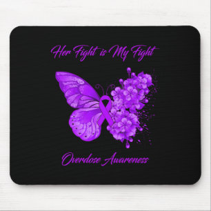 Tapis De Souris Papillon Son combat est ma lutte contre l'overdose