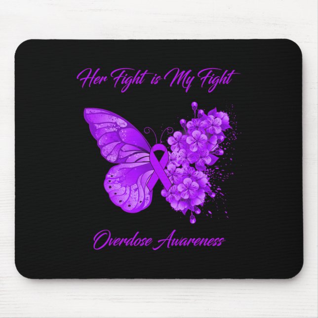 Tapis De Souris Papillon Son Combat Est Mon Combat Sensibilisation (Devant)