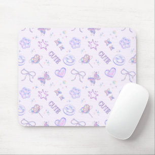 Tapis De Souris Papillon Souriant Lavande Pastel Cyber Kawaii