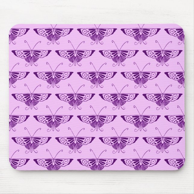 Tapis De Souris Papillon stylisé d'art déco - pourpre et orchidée (Devant)