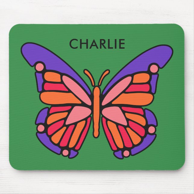 Tapis De Souris Papillon stylisé nom personnalisé mousepad (Devant)