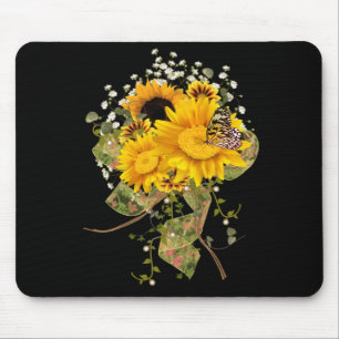 Tapis De Souris papillon sur le bouquet de tournesol