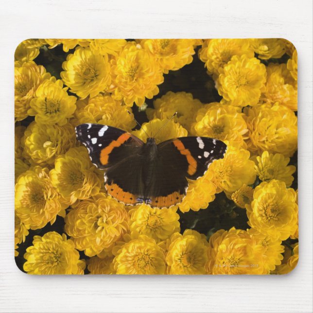 Tapis De Souris Papillon sur masques jaunes (Devant)