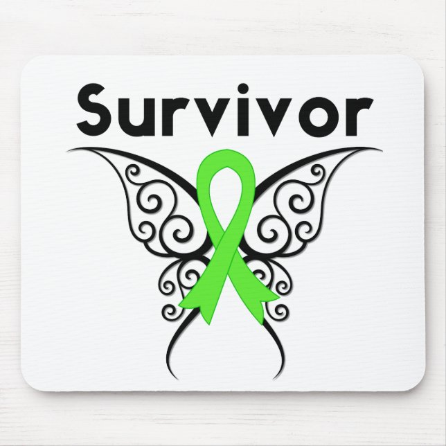 Tapis De Souris Papillon tribal non Hodgkins Lymphoma Survivor (Devant)