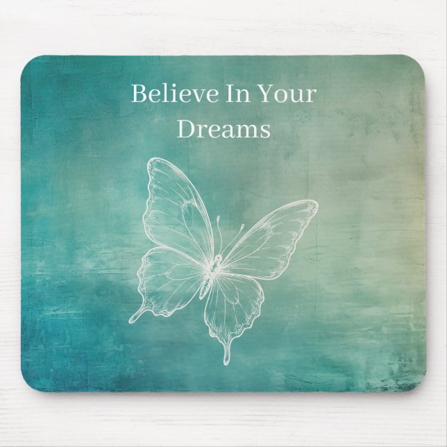 Tapis De Souris Papillon vert blanc (Devant)