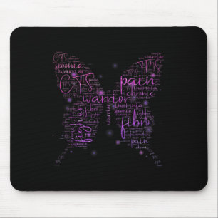 Tapis De Souris Papillon violet Fibro Mot de sensibilisation du gu