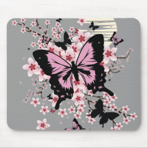 Tapis De Souris Papillons aux fleurs de cerisier