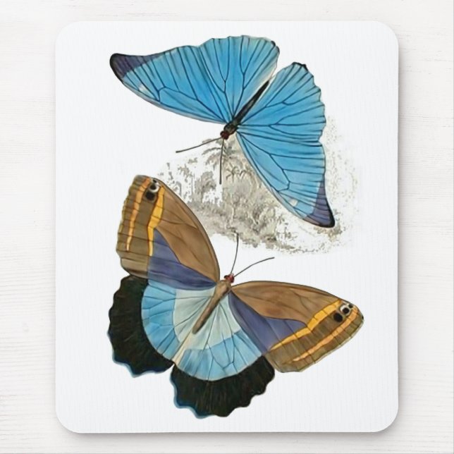 Tapis De Souris Papillons - Bleu (Devant)
