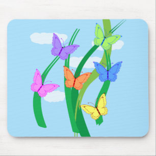 Tapis De Souris Papillons colorés et ciel
