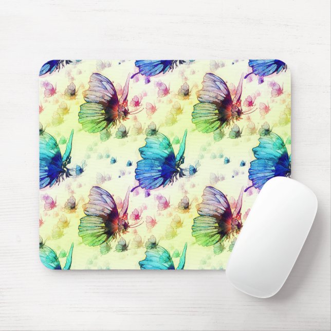 Tapis De Souris Papillons d'aquarelle Mousepad (Avec souris)