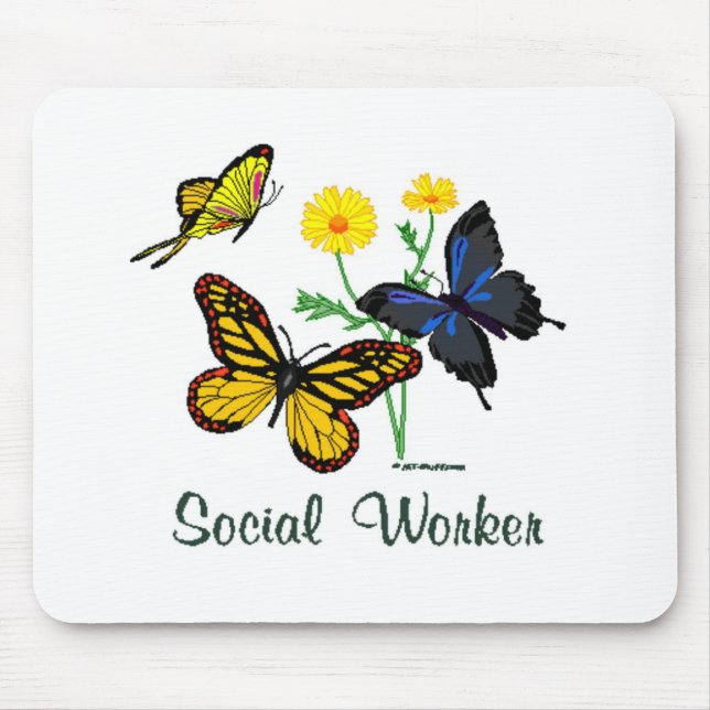 Tapis De Souris Papillons d'assistant social (Devant)
