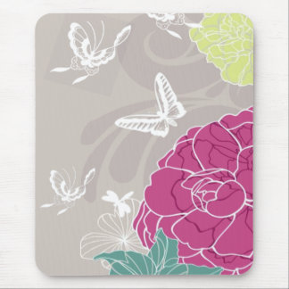 Tapis De Souris Papillons et fleurs