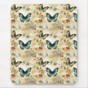 Tapis De Souris Papillons et fleurs Vintages colorés (11)