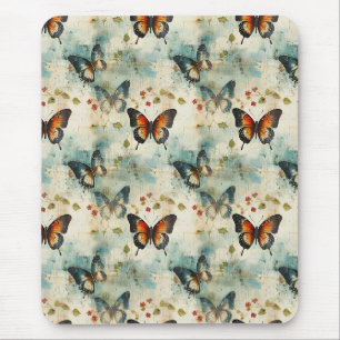 Tapis De Souris Papillons et fleurs Vintages colorés (7)