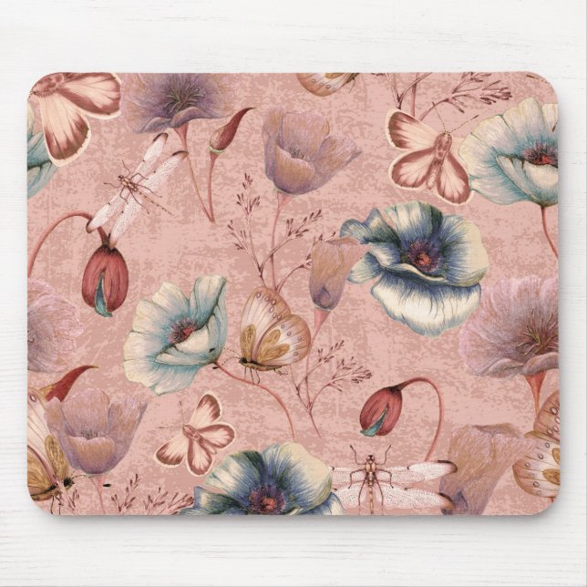 Tapis De Souris Papillons et libellules sur les papillons (Devant)