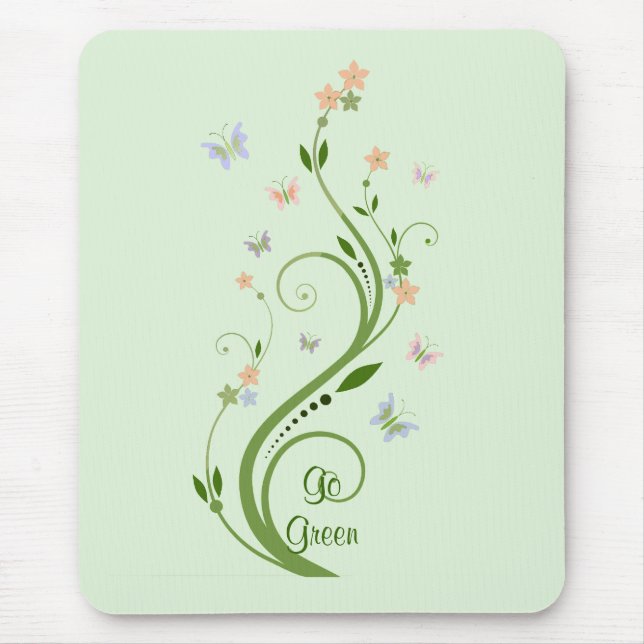 Tapis De Souris Papillons et vigne verte (Devant)
