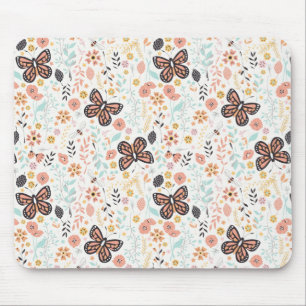 Tapis De Souris Papillons Fleurs Et Abeilles