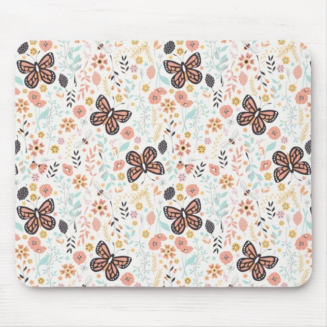 Tapis De Souris Papillons Fleurs Et Abeilles (Devant)