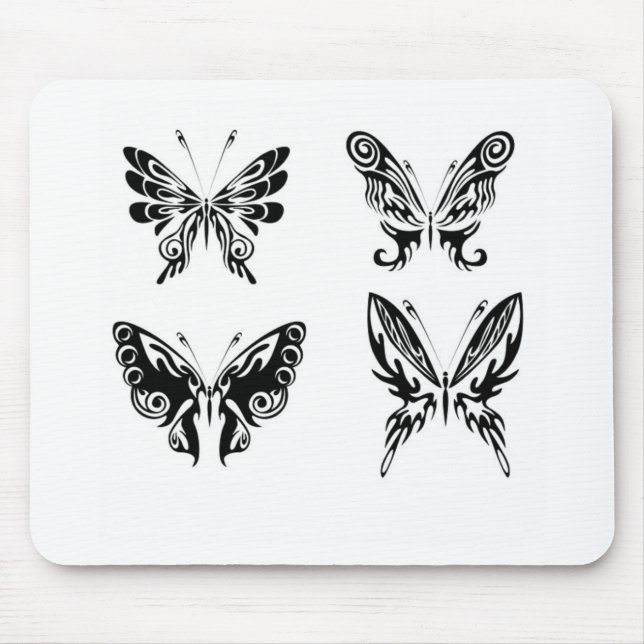 Tapis De Souris Papillons noirs et blancs (Devant)