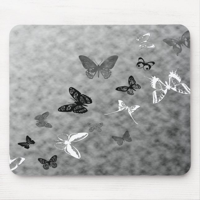 Tapis De Souris Papillons noirs et blancs (Devant)