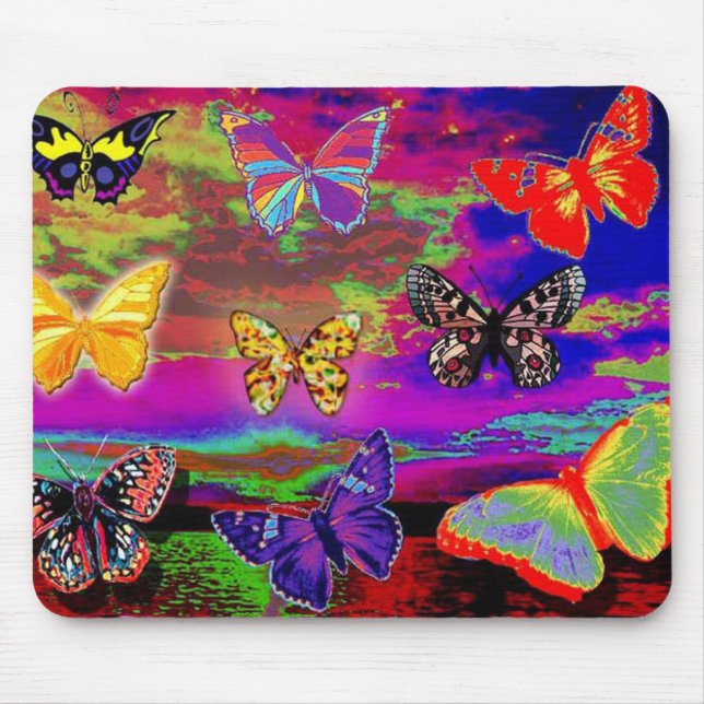 Tapis De Souris papillons psychédéliques Mousepad (Devant)