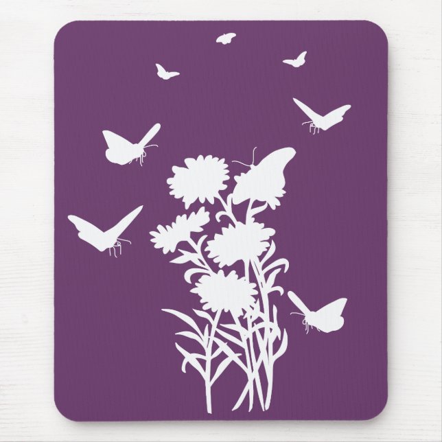 Tapis De Souris Papillons Silhouette Mousepad (Devant)