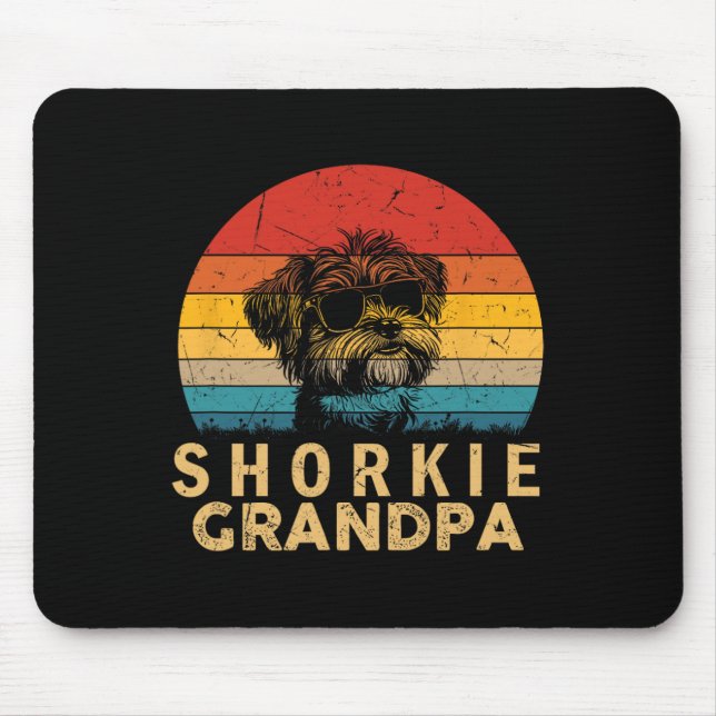 Tapis De Souris Papou de Shorkie Rétro Amoureux des Chiens Patte P (Devant)